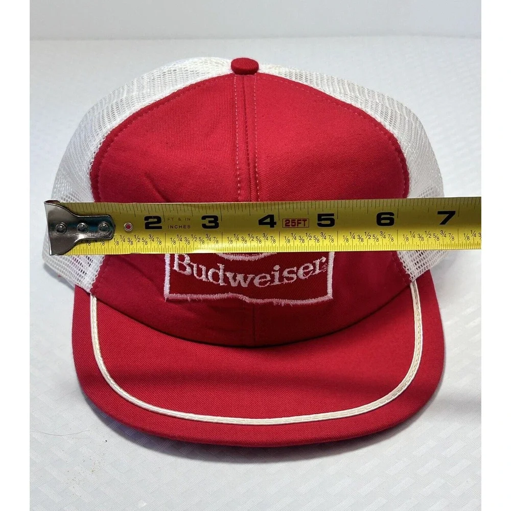 Vintage Budweiser Beer Patch Trucker Hat - Red / White Snapback Cap Made in USA - Picture 13 of 14